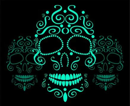 Skull vector, Mexican, Day of the Dead Ilustración de archivo