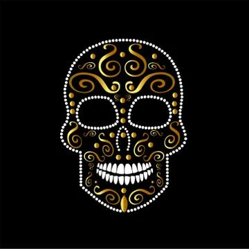 Skull vector with ornament details for background , Halloween or Day of the dead Illustration