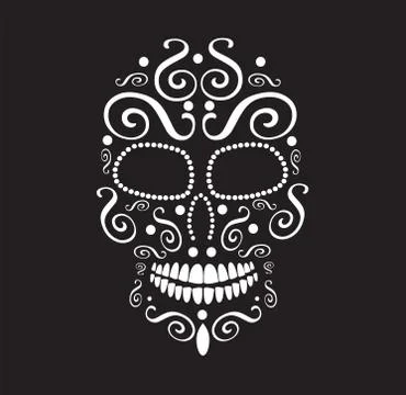 Skull vector ornament Devil, white and black color 스톡 일러스트