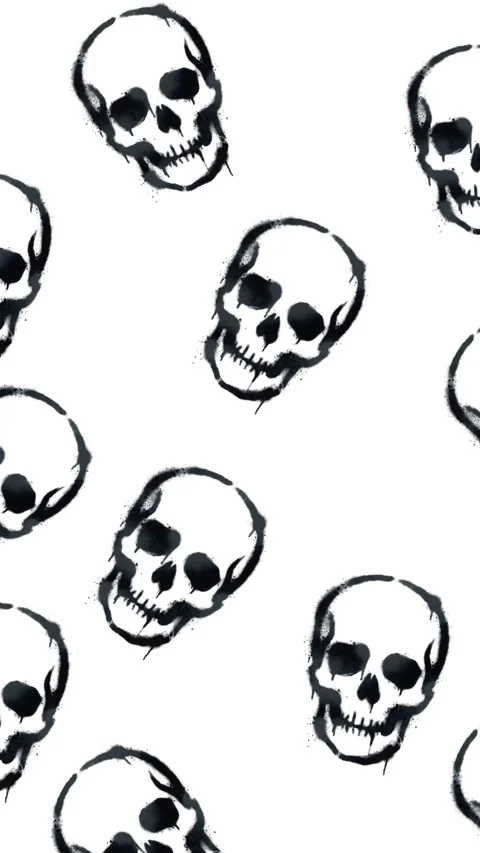Skull vertical seamless pattern. Emo background, vertical background Video stock 333895642