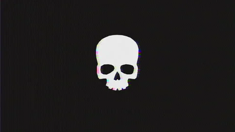 Skull VHS Retro Animation 4K UHD Stock Footage 312295495