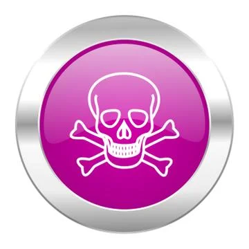 Skull violet circle chrome web icon isolated. Ilustración de archivo