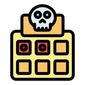Skull warning sign on top of control panel with buttons and indicators Illustrazione stock