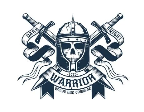 Skull warrior in helmet Stock Illustration