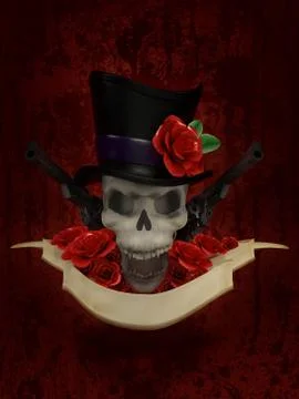Skull whit guns Stock Illustration