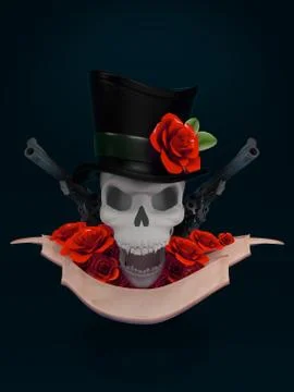 Skull whit guns Stock Illustration