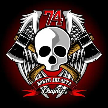 Skull wing ax vector template Stock Illustration