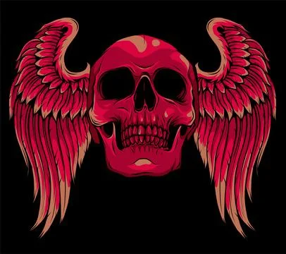 Skull with wings on black background. vector illustration design 스톡 일러스트