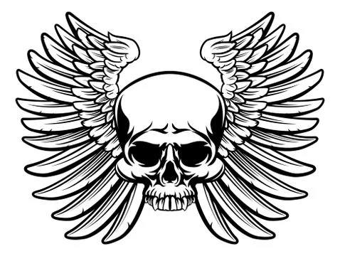 Skull with Wings Stock Illustration