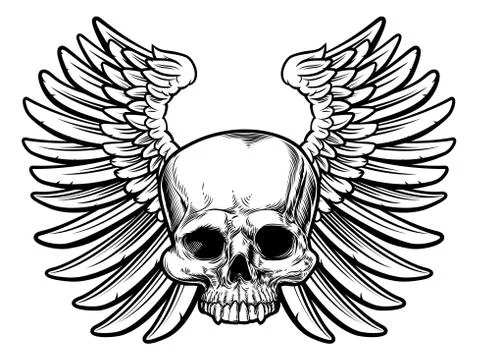 Skull with Wings Stock Illustration