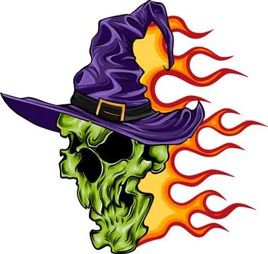 Skull. Wizard's skull with flames vector illustration Stock-Illustration