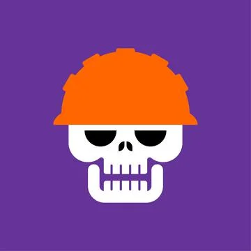 Skull in work helmet. Worker head skeleton. Stock Illustration