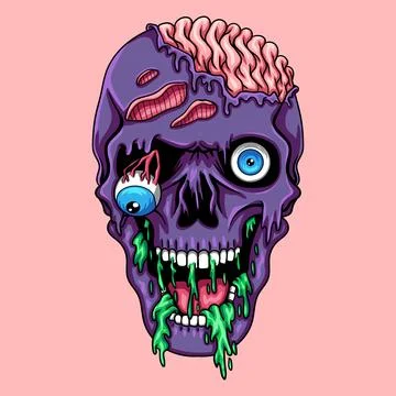 Skull zombie head vector illustration 스톡 일러스트