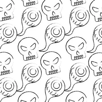 Skulll eyes halloween comic pattern 库存插图