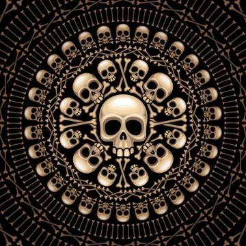 Skulls and bones rosette Stock Illustration