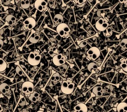 Skulls and bones. Seamless background 库存插图