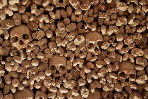 Skulls and bones in a wall Foto stock