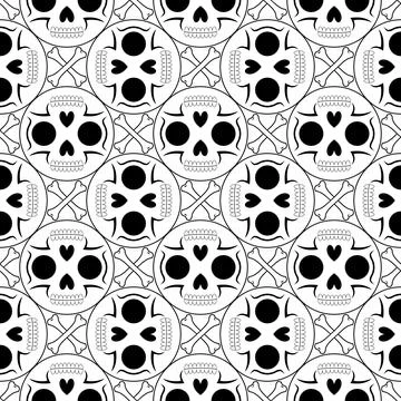 Skulls and bones.Vector seamless pattern. Stock Illustration