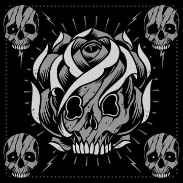Skulls and skull rose shape Stock Illustration