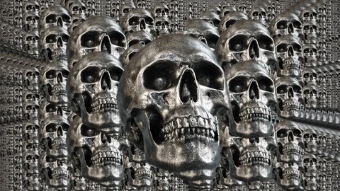 Skulls Army Spinning, Loop Ready Stock Footage 122369831