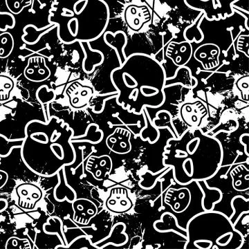 Skulls on black Stock Illustration