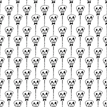 Skulls in bow ties vector halloween pattern Stock Illustration
