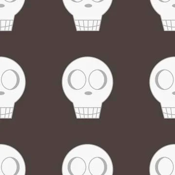 Skulls on brown background - seamless pattern. Vector vivid collection with s Stock Illustration