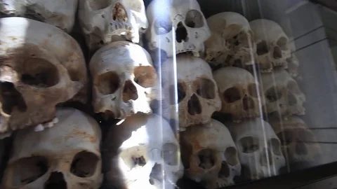 Skulls in Cambodia Stock Footage 83435238