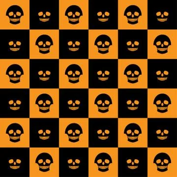 Skulls chess pattern flat Stock Illustration