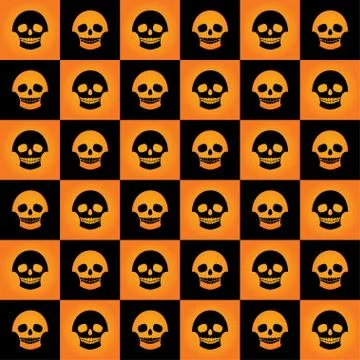 Skulls chess pattern gradient Illustrazione stock