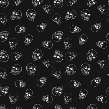 Skulls dark vector pattern or texture Stock Illustration