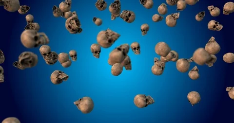 Skulls falling animation Stock Footage 91222031