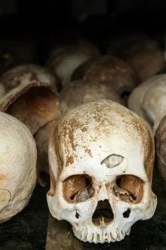Skulls At Killing Fields Stock Photos