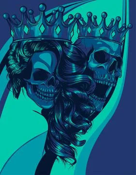 Skulls King and Queen vector. Love skull couple. illustration Stock-Illustration