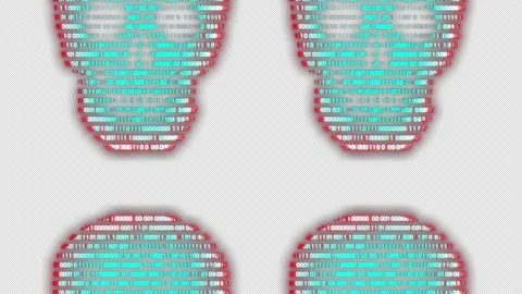 Skulls Loop V01 Vertical With Alpha Channel prores Stock Footage 164253353
