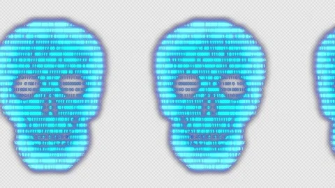 Skulls Loop V02 Blue Horizontal With Alpha Channel prores Stock Footage 164253357