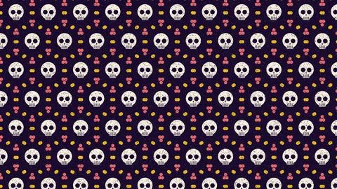 Skulls pattern with colorful pixel dots isolated background Stock Illustration