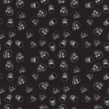 Skulls pattern. Vector dark seamless texture Stock Illustration