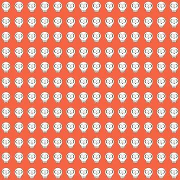 Skulls on red background - seamless pattern. Vector vivid collection with sku Stock Illustration