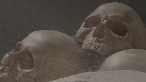 Skulls with Sand Apocalypse Stock Footage 111284008