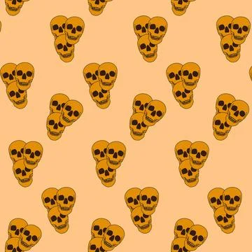 Skulls seamless pattern, Stock Illustration