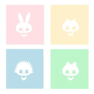 Skulls of various animals on a colored background Stock Illustration