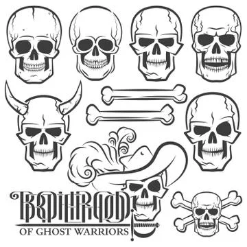 Skulls of various designs Stock-Illustration