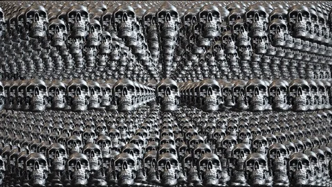 Skulls Wall Spin Loop Stock Footage 122371695