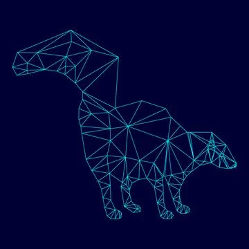 Skunk in low poly triangulation triangulated polygonal electric cyan blue v.. Stock Illustration