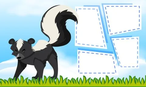 Skunk on note template Stock Illustration