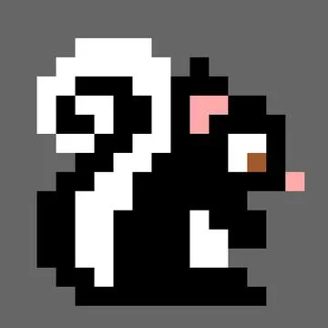 Skunk pixel art. Pattern skunk image. Vector Illustration of pixel art. Stock Illustration
