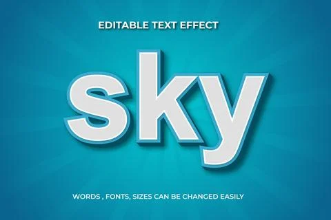 Sky 3d editable text effect Illustrazione stock