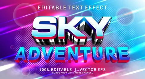 Sky adventure 3d vector text effect with modern style design Stock Illustration