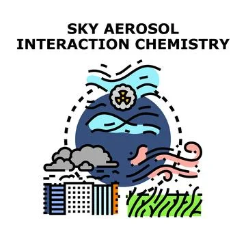 Sky aerosol interaction chemistry ecosystem pollution concept Stock Illustration